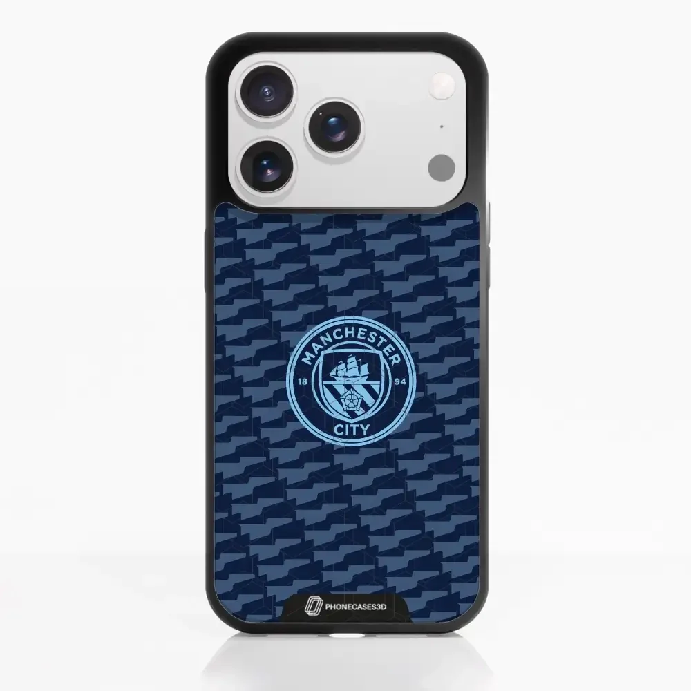 Man City Official 3D Phone Case Design Dark Blue Flag Pattern - Image 27