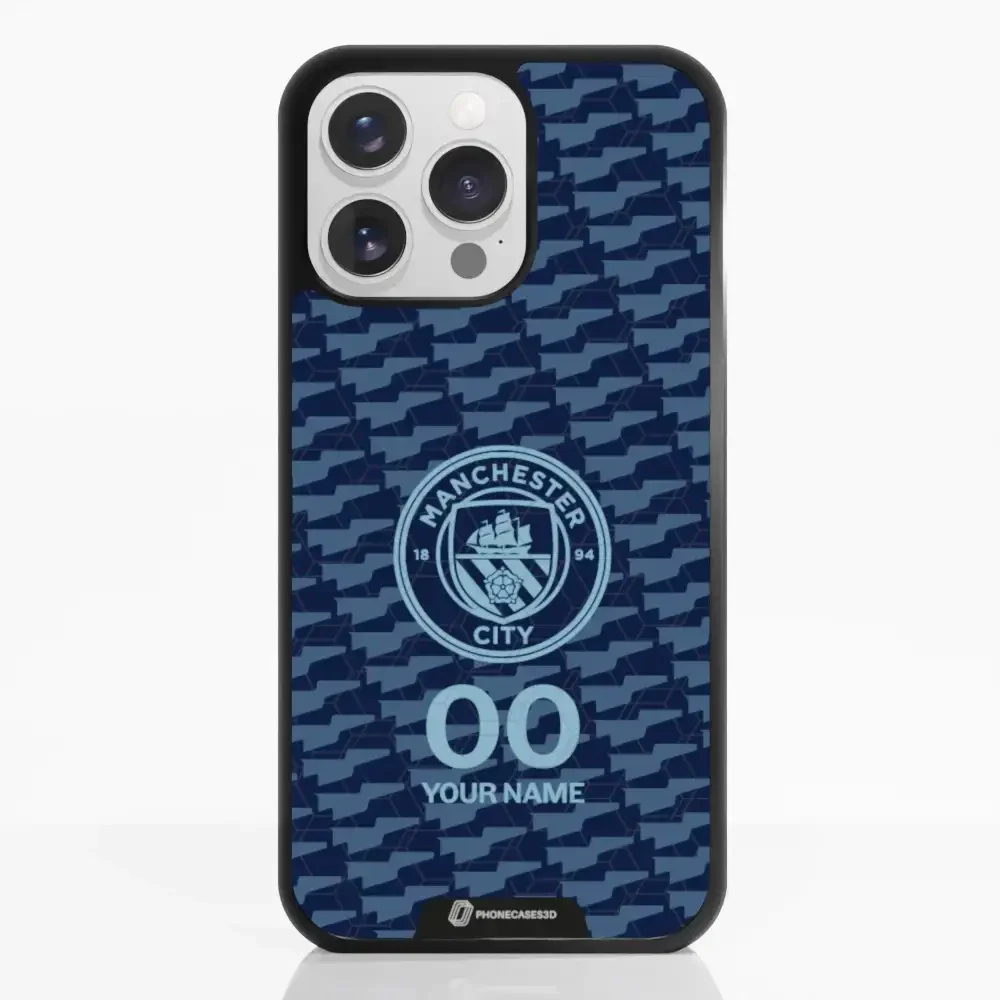 Man City Official 3D Phone Case Design Dark Blue Flag Pattern + Name - Image 19