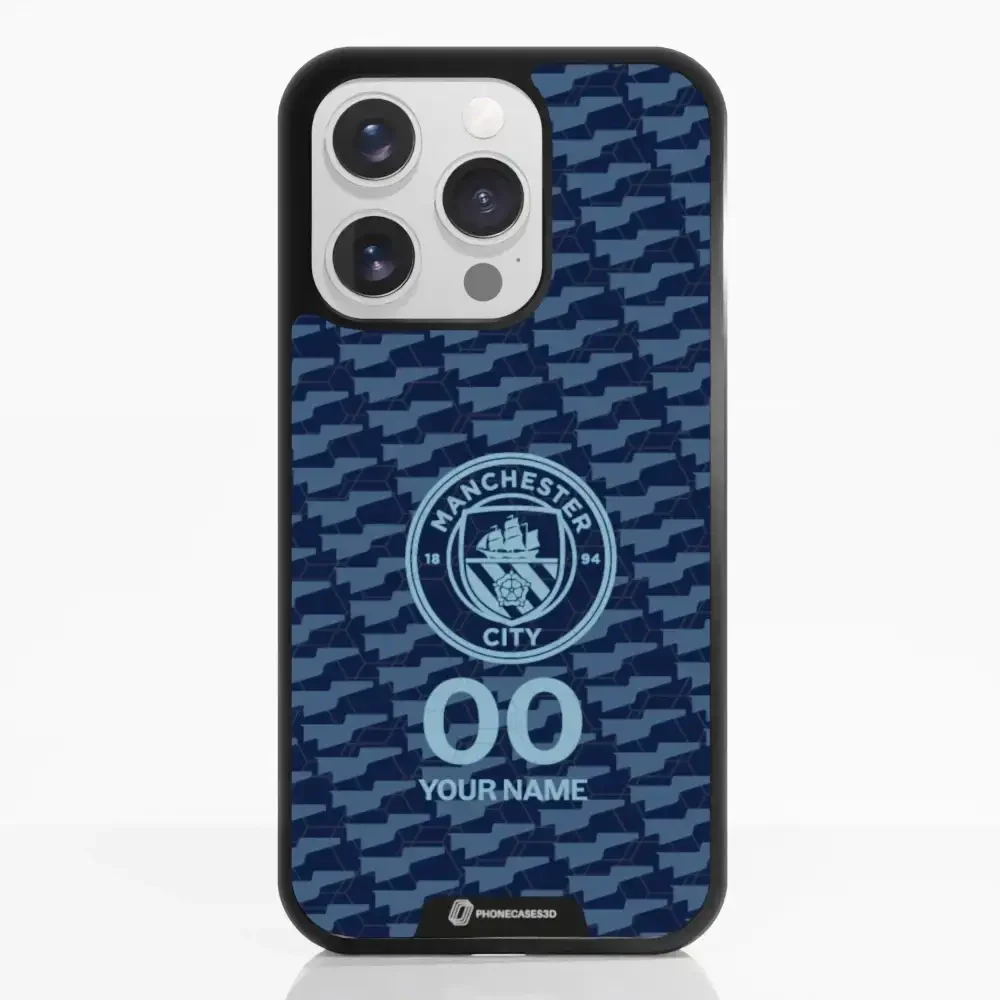 Man City Official 3D Phone Case Design Dark Blue Flag Pattern + Name - Image 23