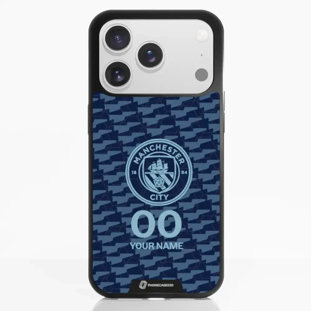 Man City Official 3D Phone Case Design Dark Blue Flag Pattern + Name - Image 27