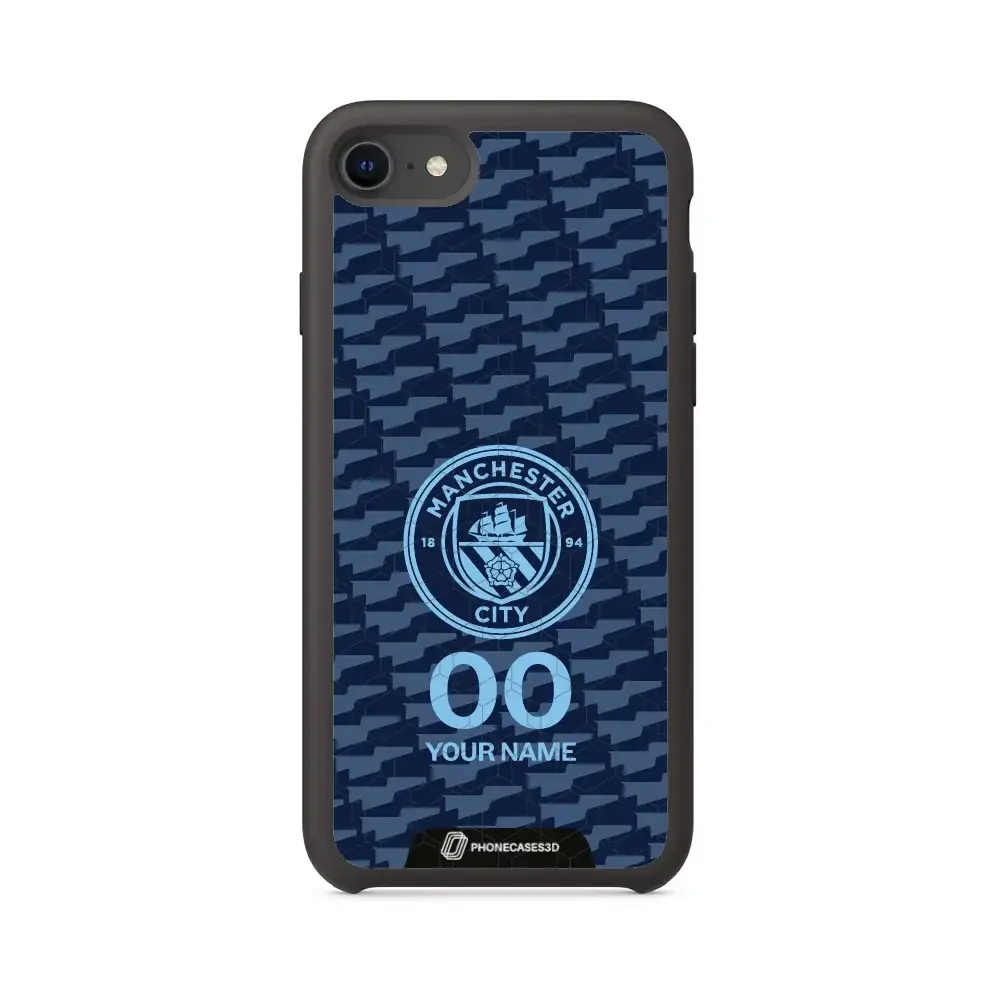 Man City Official 3D Phone Case Design Dark Blue Flag Pattern + Name - Image 37