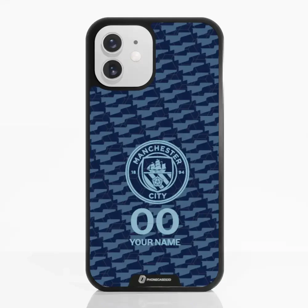 Man City Official 3D Phone Case Design Dark Blue Flag Pattern + Name - Image 4