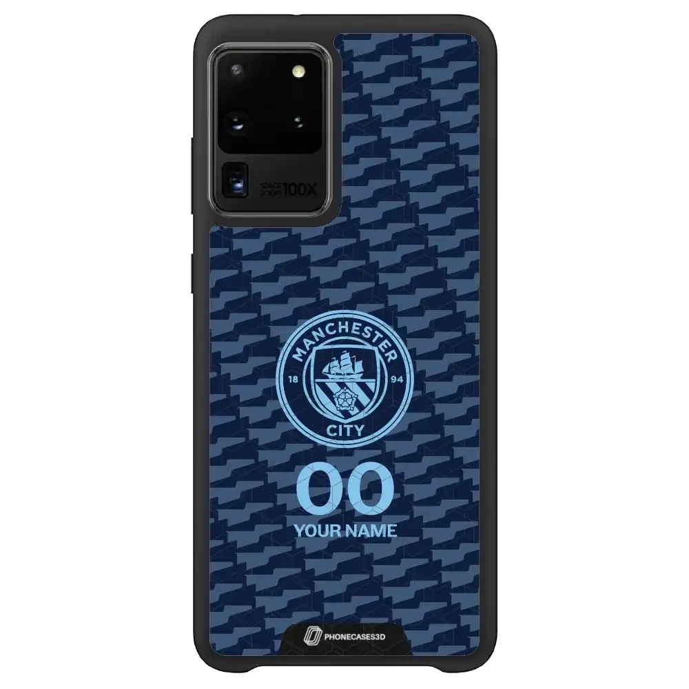 Man City Official 3D Phone Case Design Dark Blue Flag Pattern + Name - Image 44