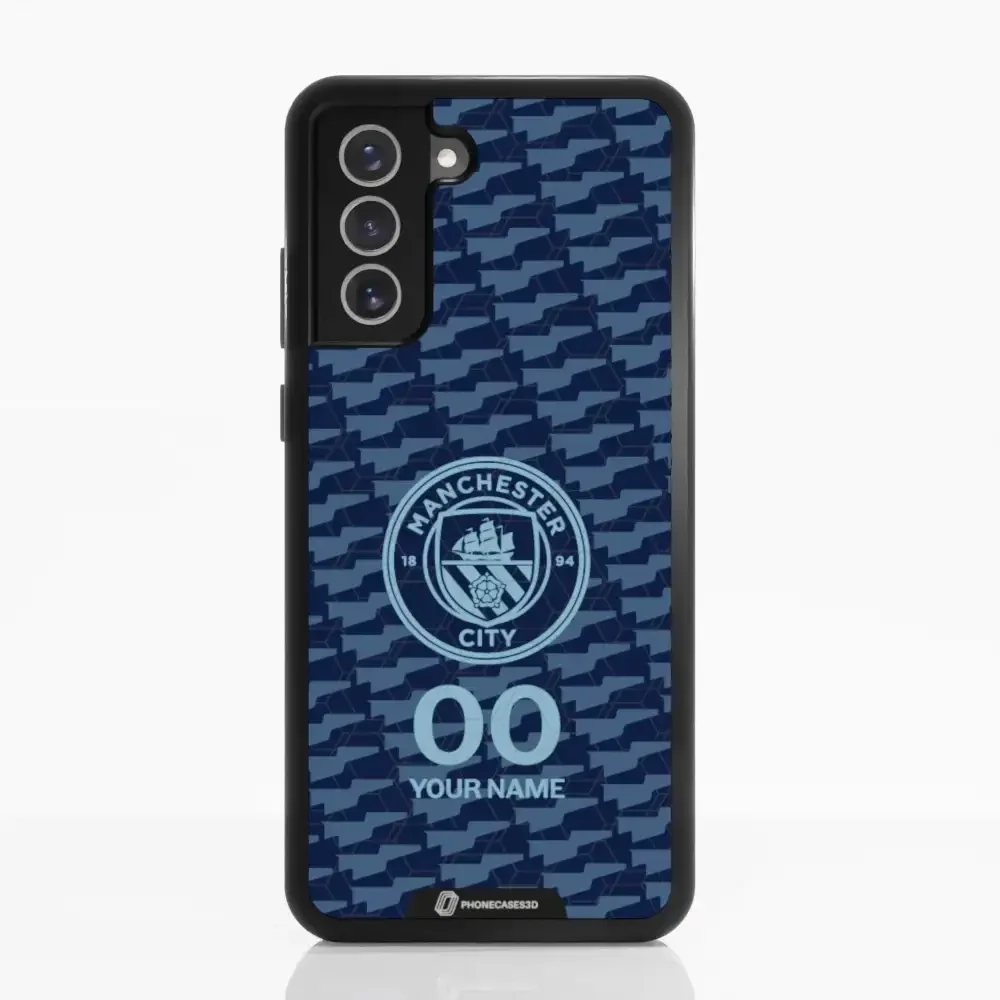 Man City Official 3D Phone Case Design Dark Blue Flag Pattern + Name - Image 53