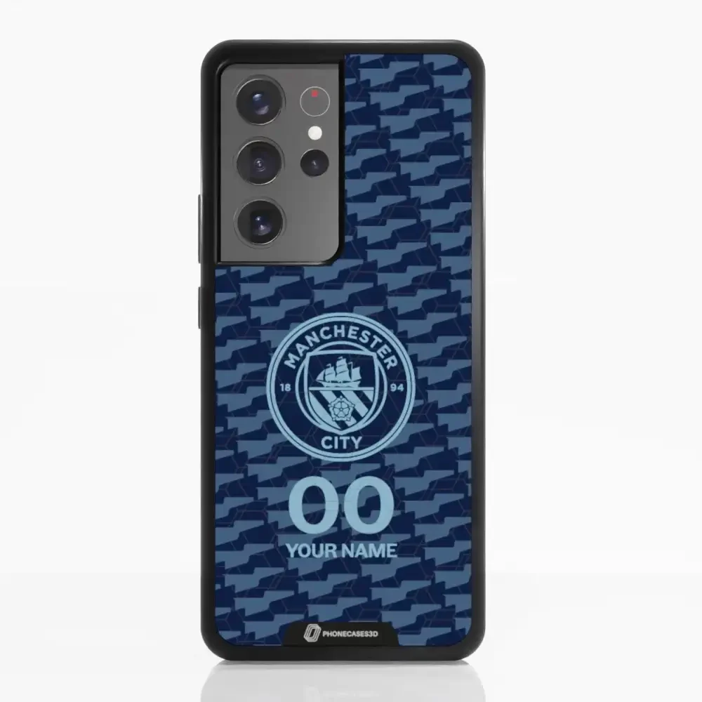 Man City Official 3D Phone Case Design Dark Blue Flag Pattern + Name - Image 54