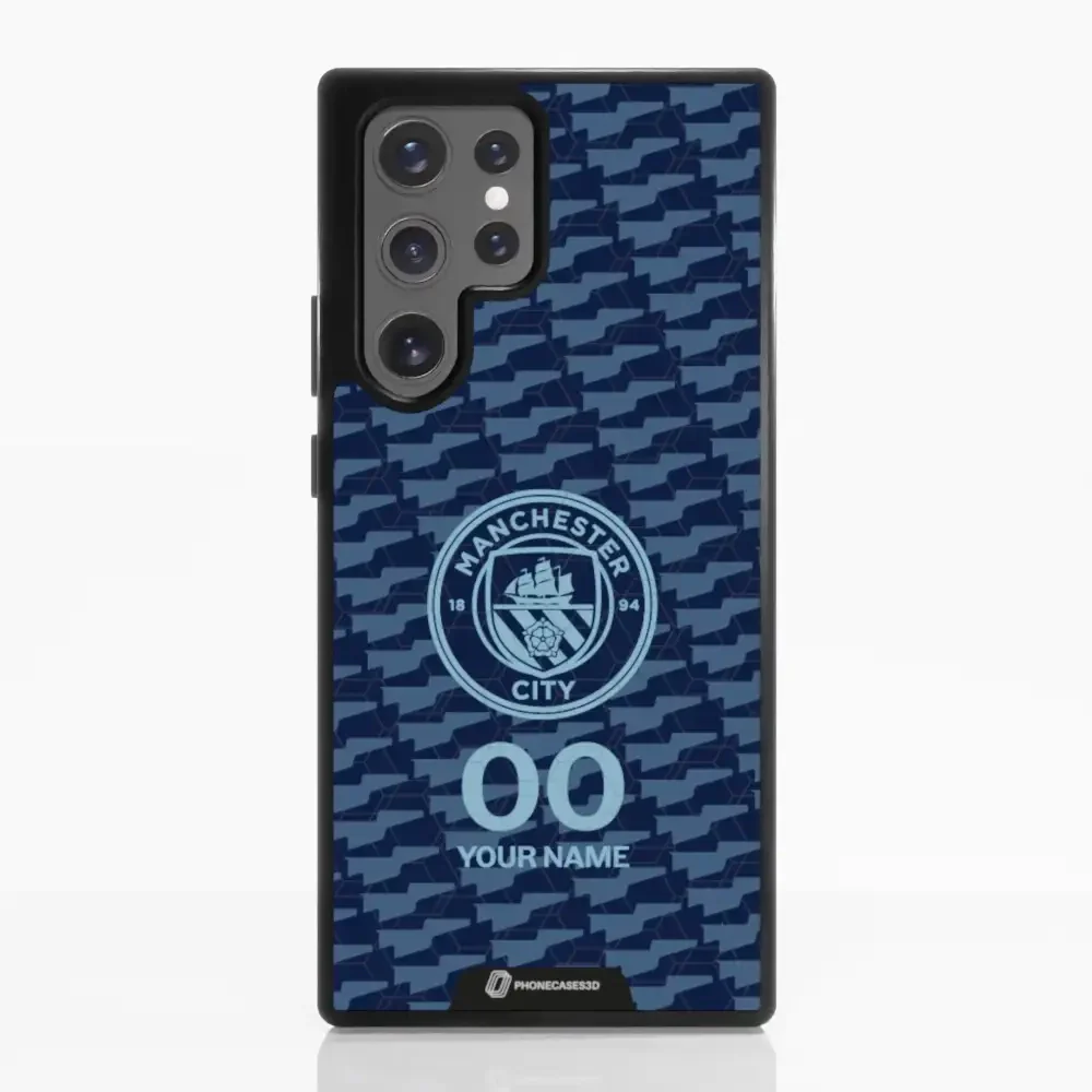 Man City Official 3D Phone Case Design Dark Blue Flag Pattern + Name - Image 57