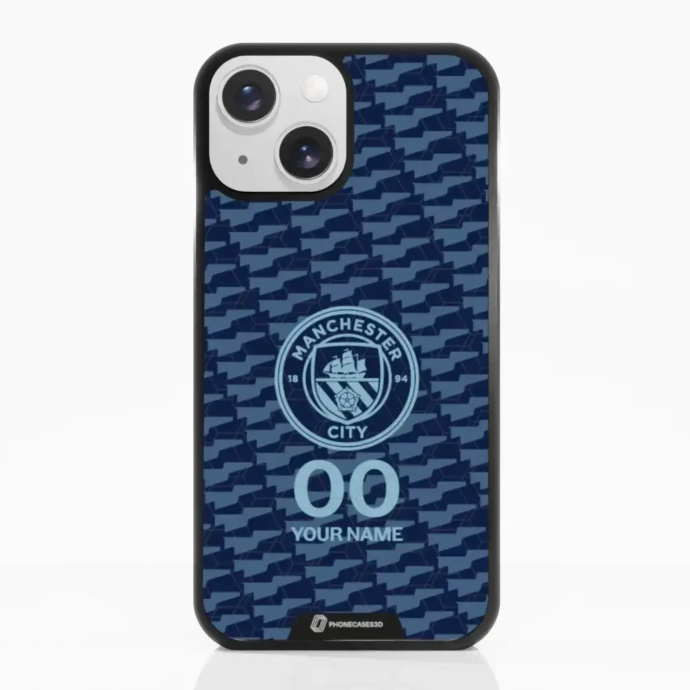 Man City Official 3D Phone Case Design Dark Blue Flag Pattern + Name - Image 9