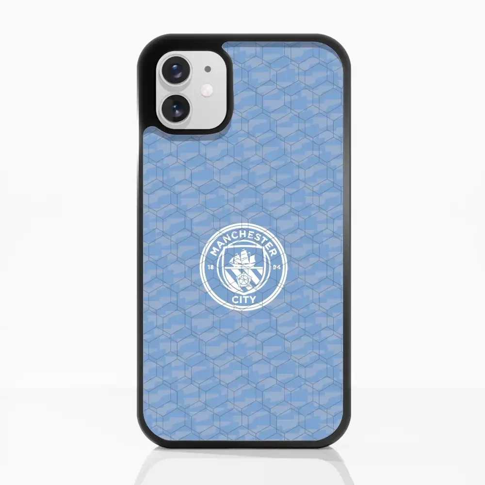 Man City Official 3D Phone Case Design Light Blue Flag Pattern