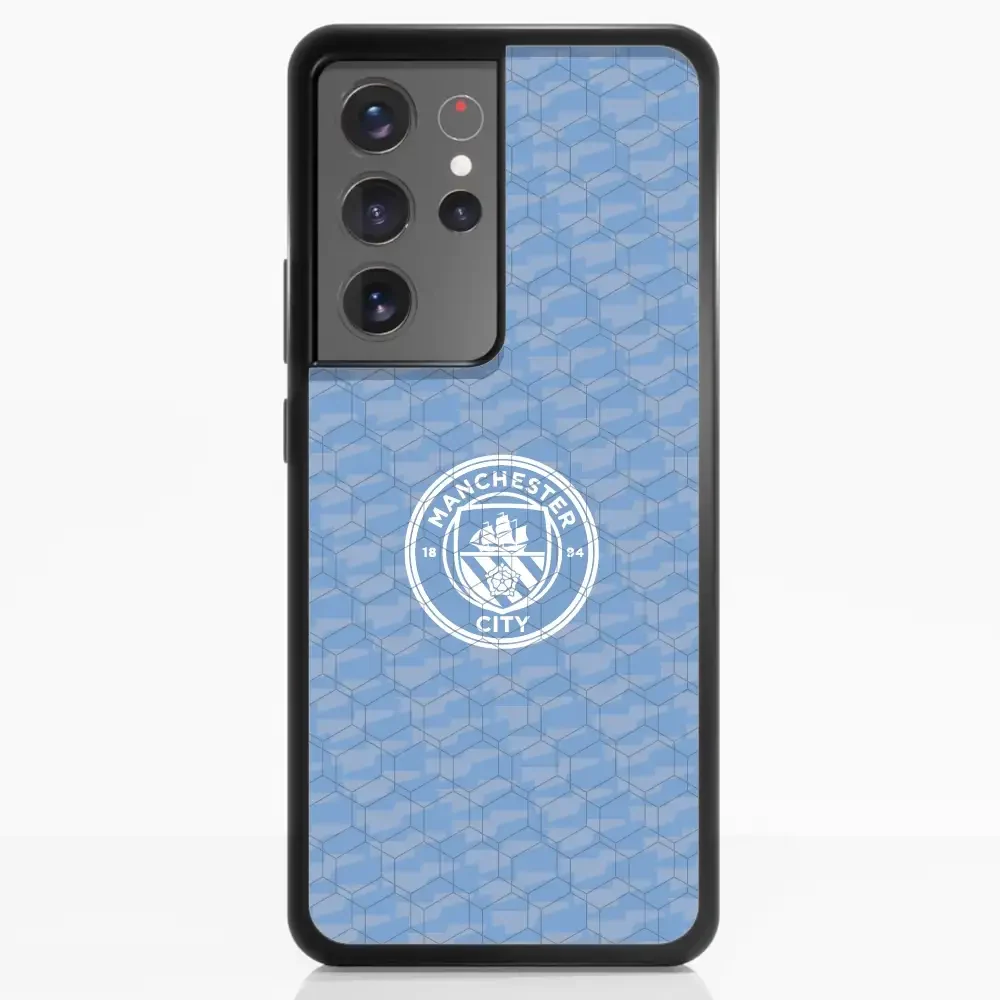 Man City Official 3D Phone Case Design Light Blue Flag Pattern - Image 54