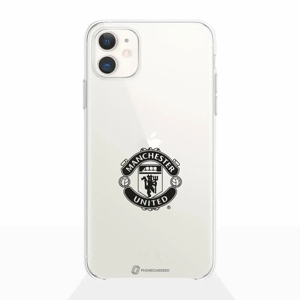 Manchester United Official Clear Phone Case vertical black shield