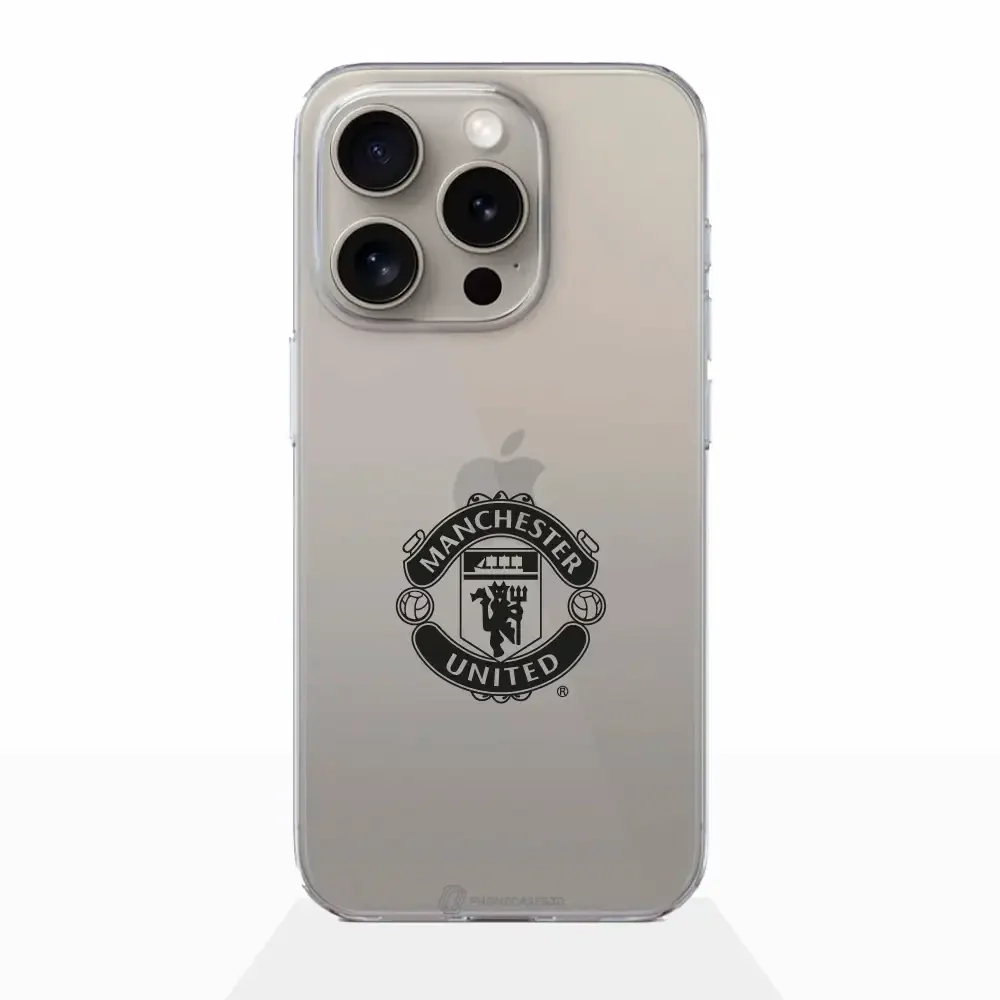 Manchester United Official Clear Phone Case vertical black shield - Image 17