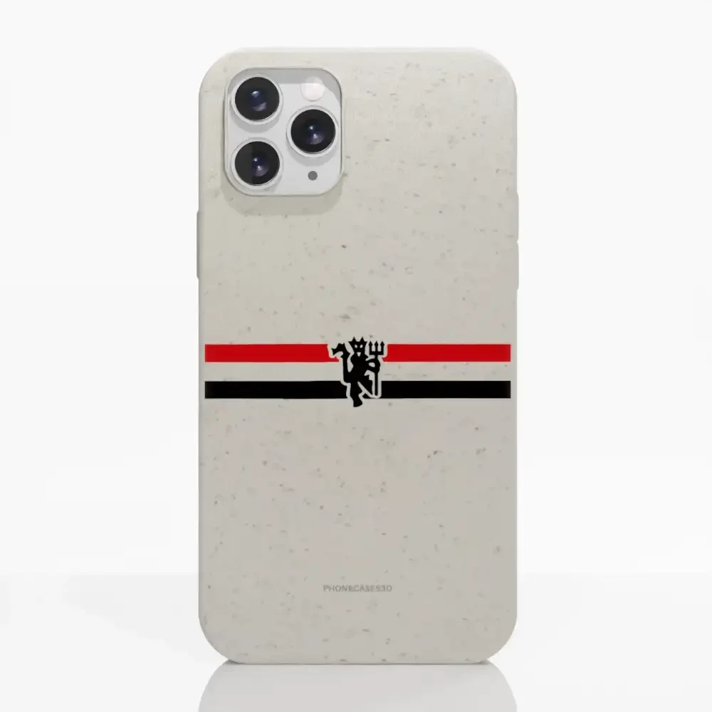 Manchester United Official Compostable Phone Case diagonal stripes & devil - Image 2