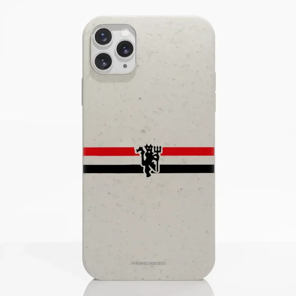 Manchester United Official Compostable Phone Case diagonal stripes & devil - Image 3
