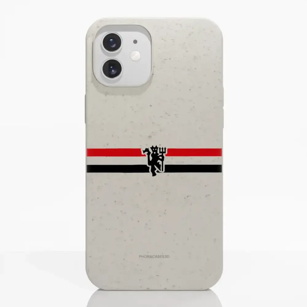 Manchester United Official Compostable Phone Case diagonal stripes & devil - Image 4