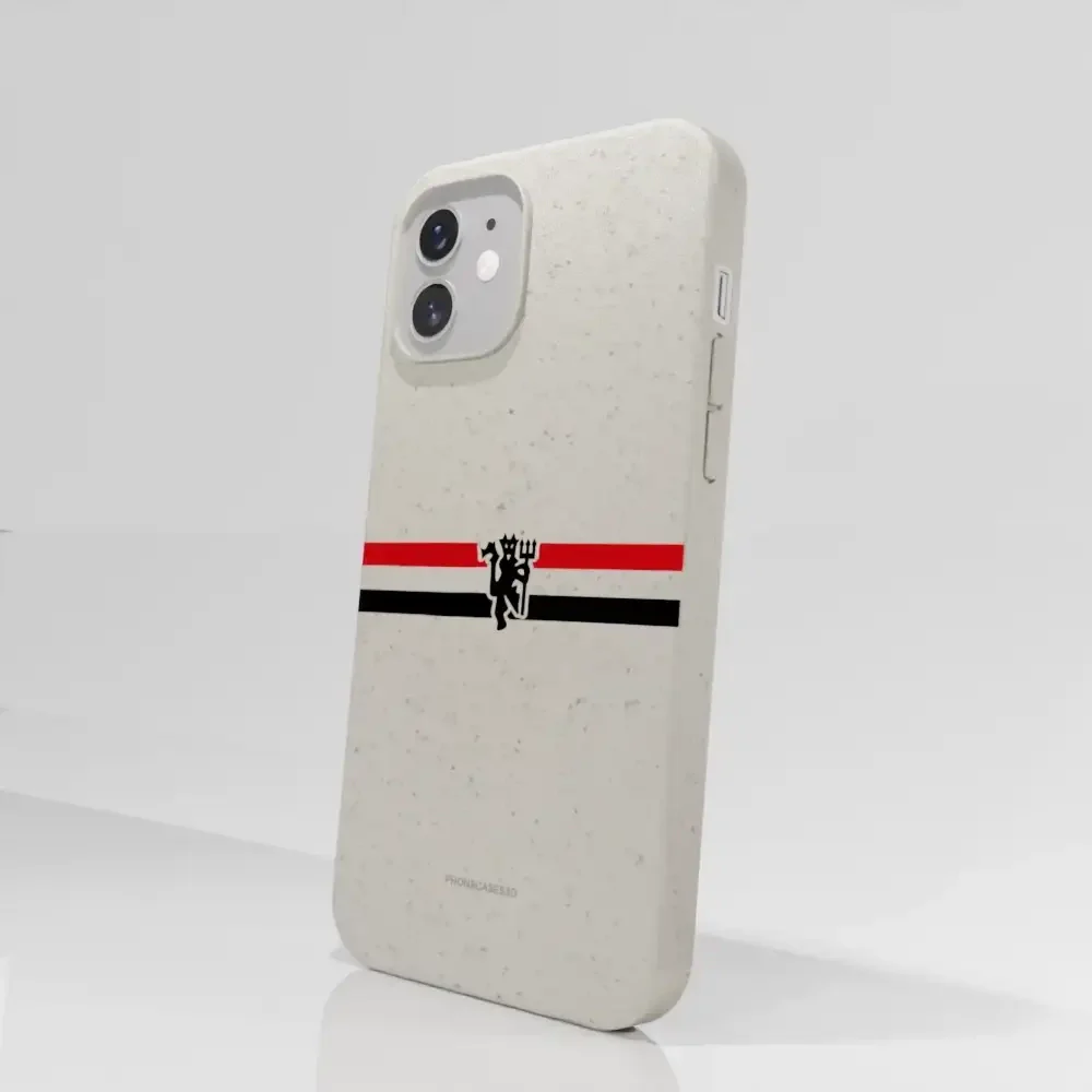 Manchester United Official Compostable Phone Case diagonal stripes & devil - Image 48
