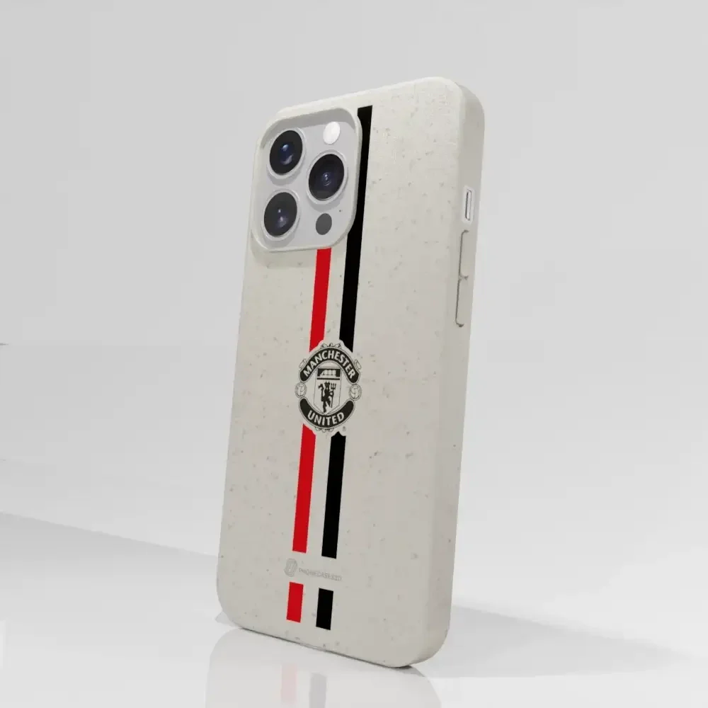Manchester United Official Compostable Phone Case vertical stripes & shield - Image 52