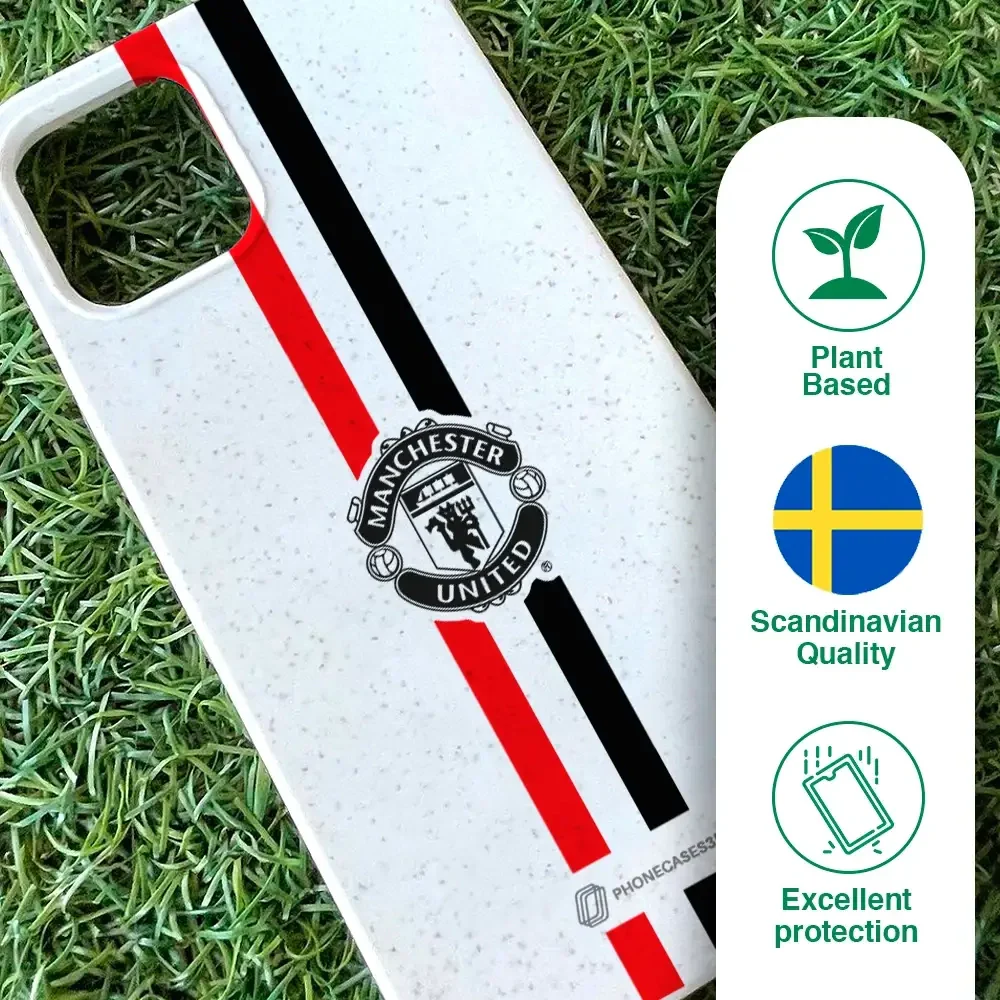 Manchester United Official Compostable Phone Case vertical stripes & shield - Image 83