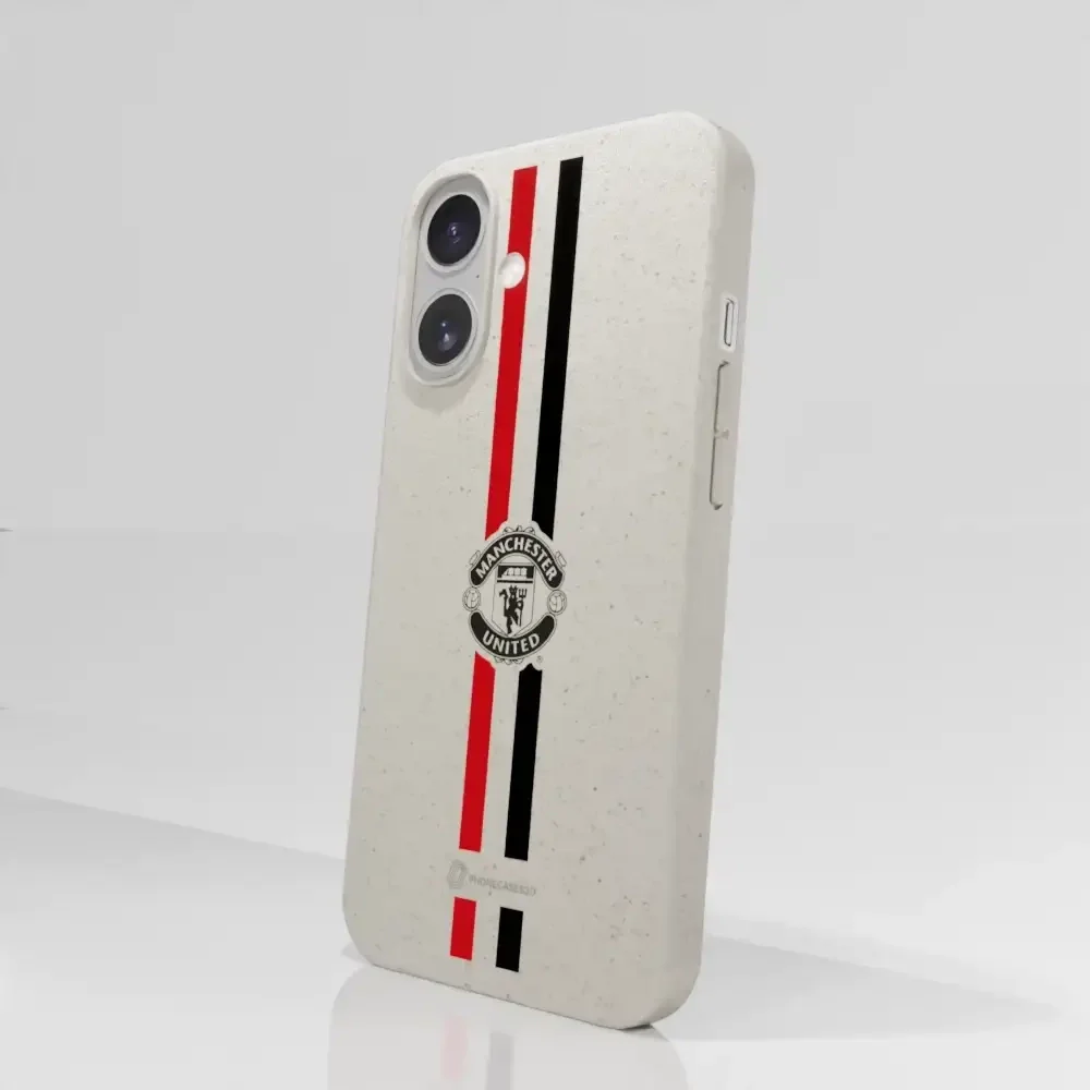 Manchester United Official Compostable Phone Case vertical stripes & shield - Image 88