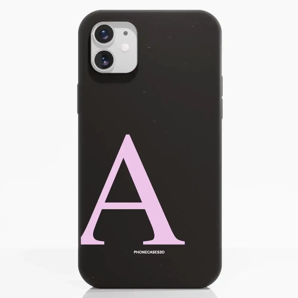 Martine Official Black Compostable Phone Case Design + Pink Initial