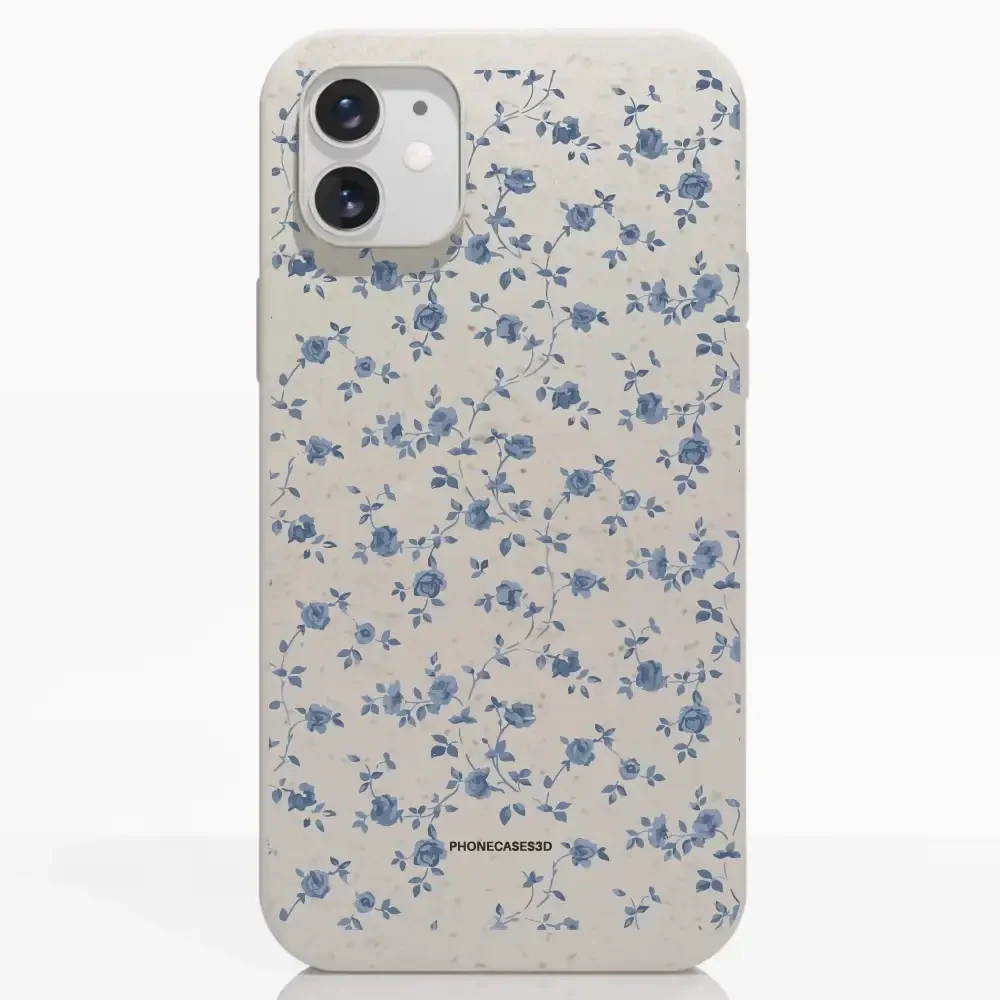 Martine Official Compostable Phone Case Design Blue Flower Pattern