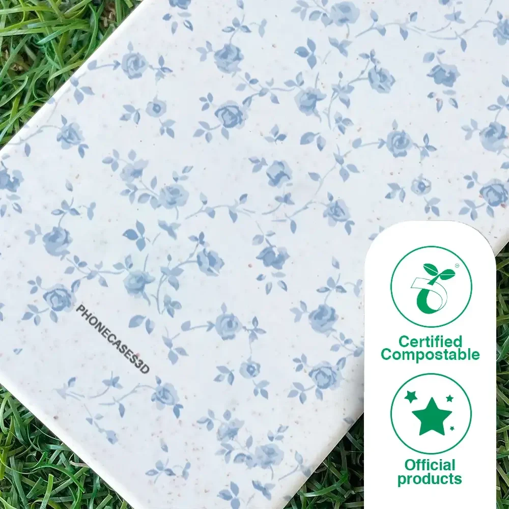 Martine Official Compostable Phone Case Design Blue Flower Pattern - Image 50