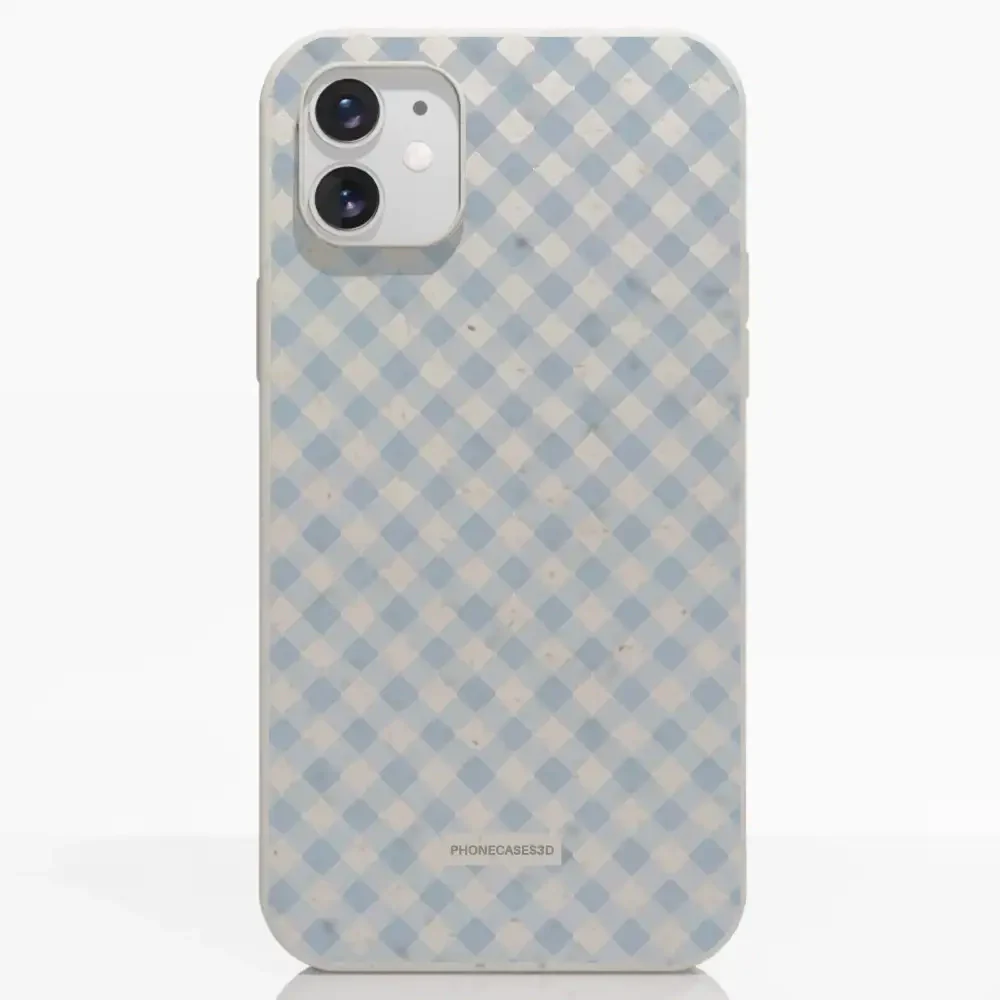 Martine Official Compostable Phone Case Design Vichy Blue Pattern
