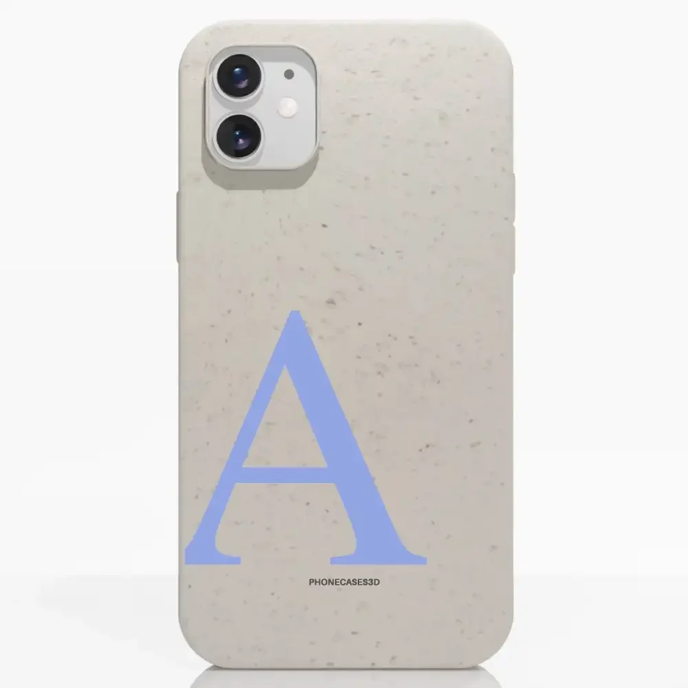 Martine Official White Compostable Phone Case Design + Blue Initial