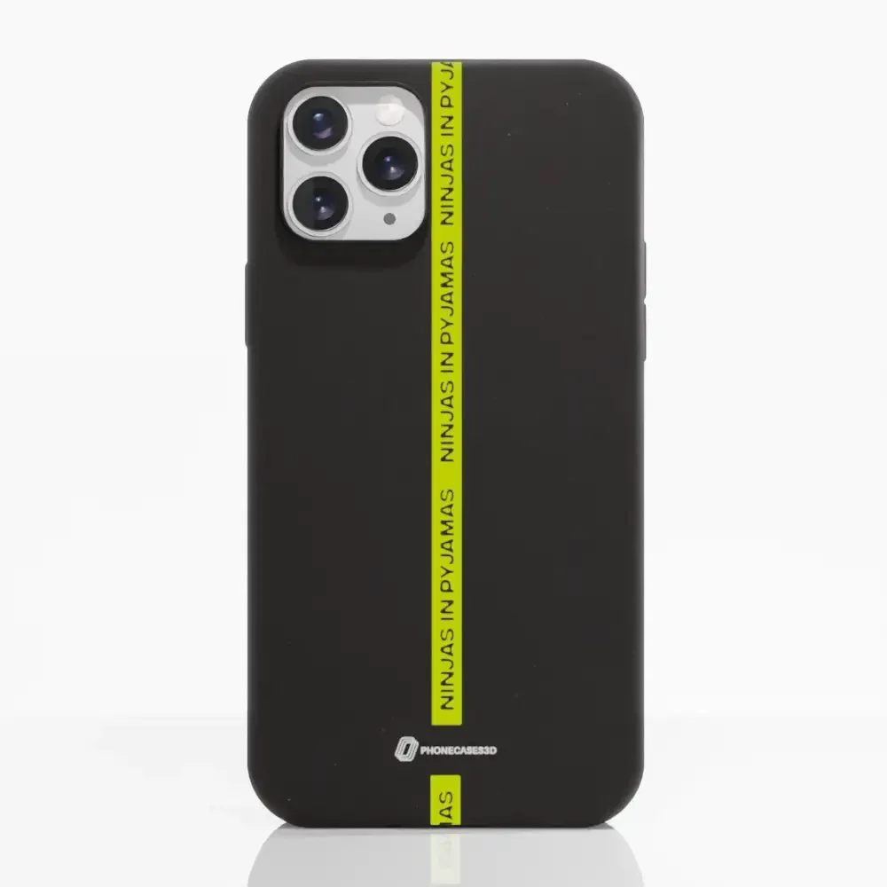 Ninjas in Pyjamas Official Compostable Phone Case Black Yellow Stripe - Image 2