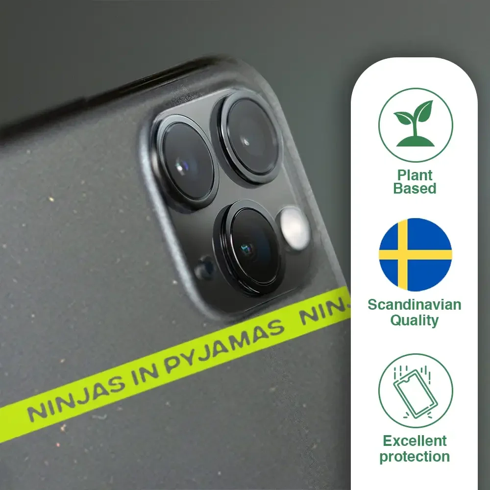 Ninjas in Pyjamas Official Compostable Phone Case Black Yellow Stripe - Image 46