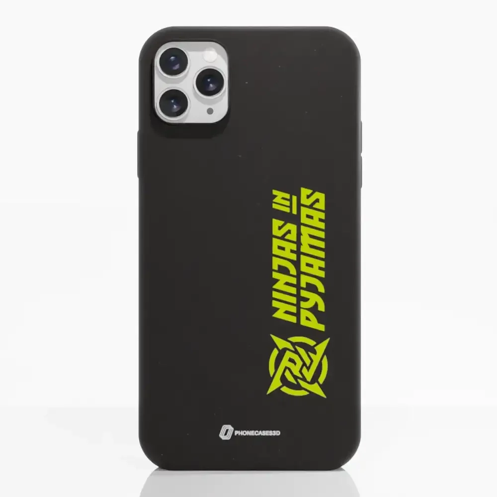 Ninjas in Pyjamas Official Compostable Phone Case Logo Stripe Black Yellow - Image 3