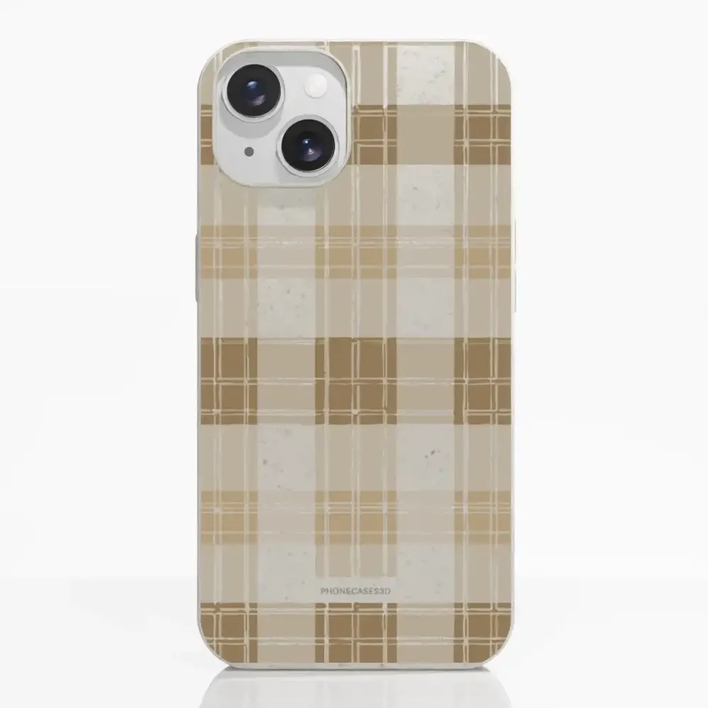 PC3D Compostable Phone Case Design with Brown Gingham Pattern - Image 10