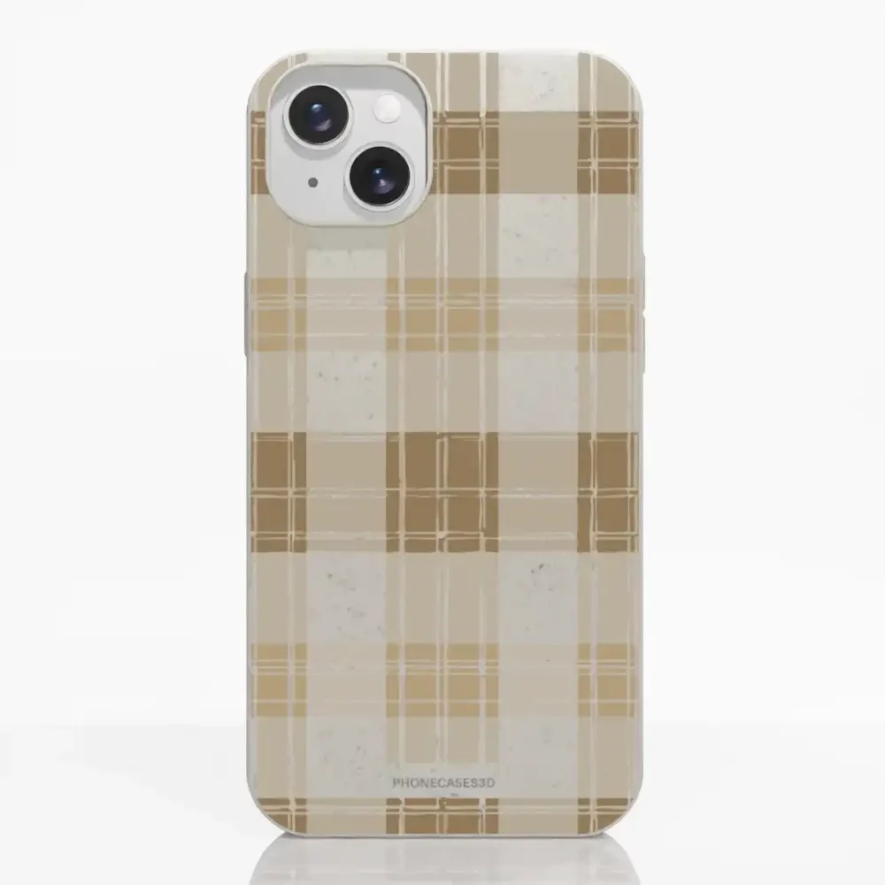 PC3D Compostable Phone Case Design with Brown Gingham Pattern - Image 11