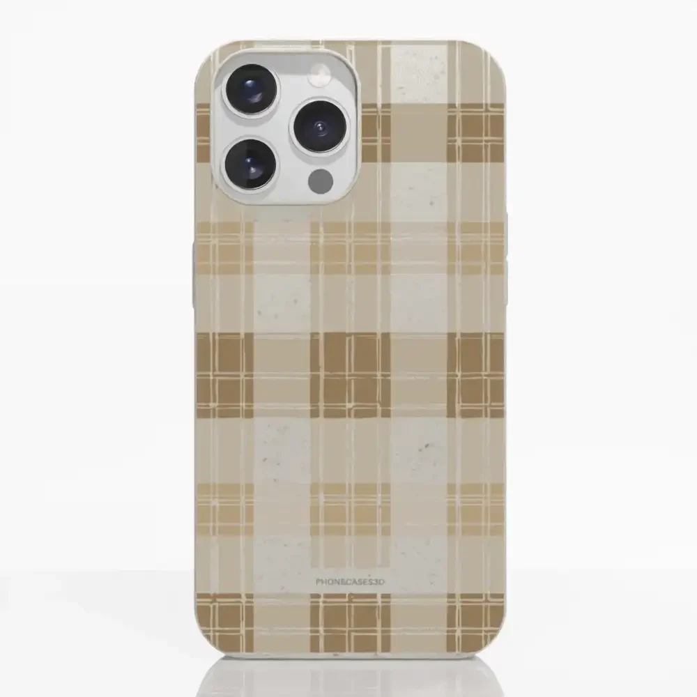 PC3D Compostable Phone Case Design with Brown Gingham Pattern - Image 12