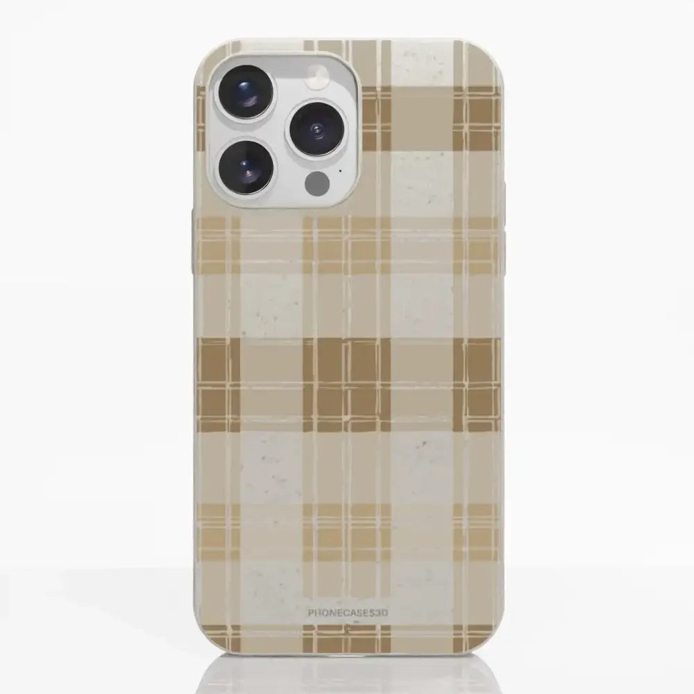PC3D Compostable Phone Case Design with Brown Gingham Pattern - Image 13