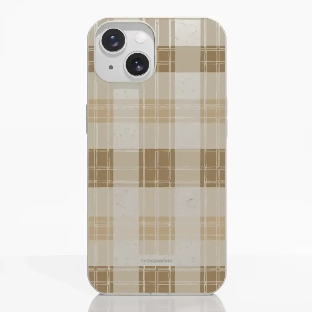 PC3D Compostable Phone Case Design with Brown Gingham Pattern - Image 14