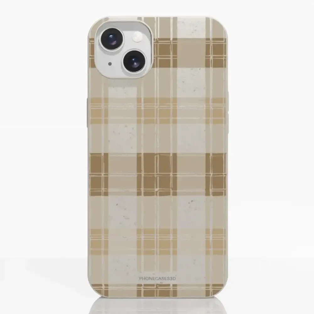 PC3D Compostable Phone Case Design with Brown Gingham Pattern - Image 15