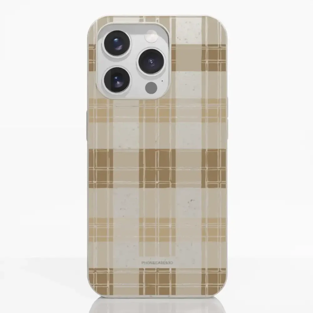 PC3D Compostable Phone Case Design with Brown Gingham Pattern - Image 16