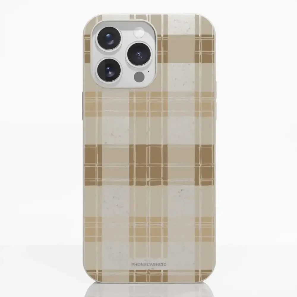 PC3D Compostable Phone Case Design with Brown Gingham Pattern - Image 17
