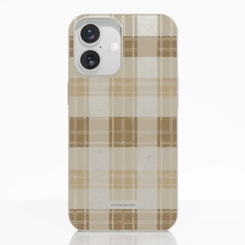 PC3D Compostable Phone Case Design with Brown Gingham Pattern - Image 18