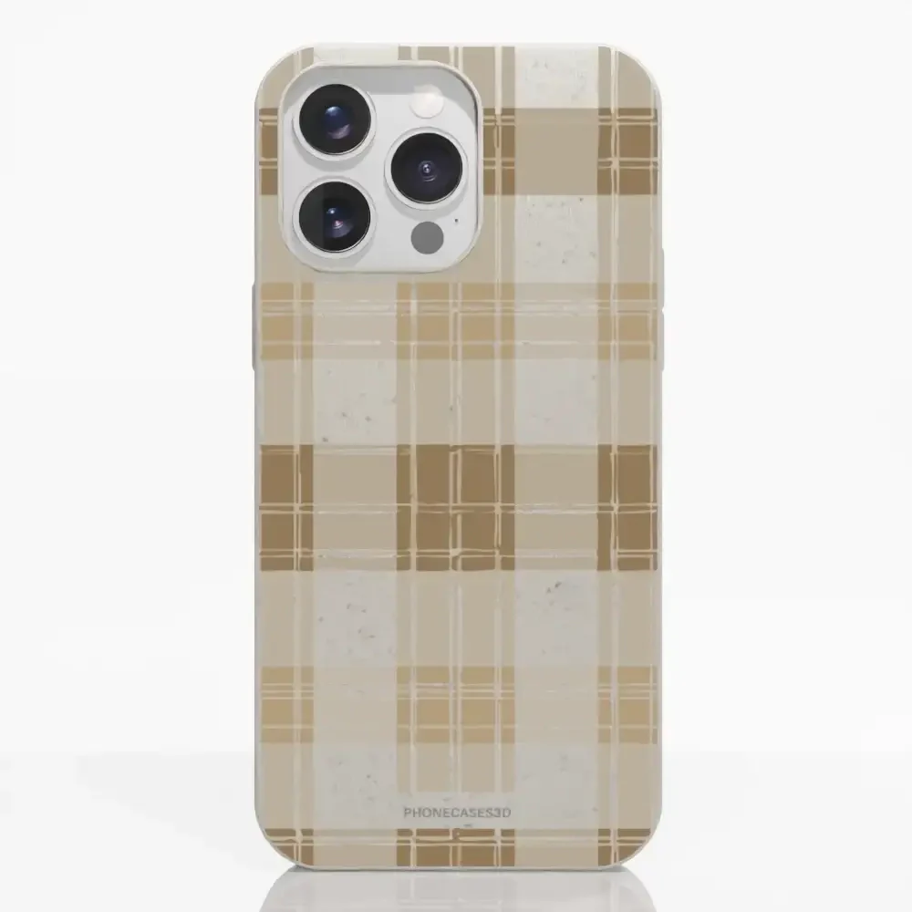 PC3D Compostable Phone Case Design with Brown Gingham Pattern - Image 21