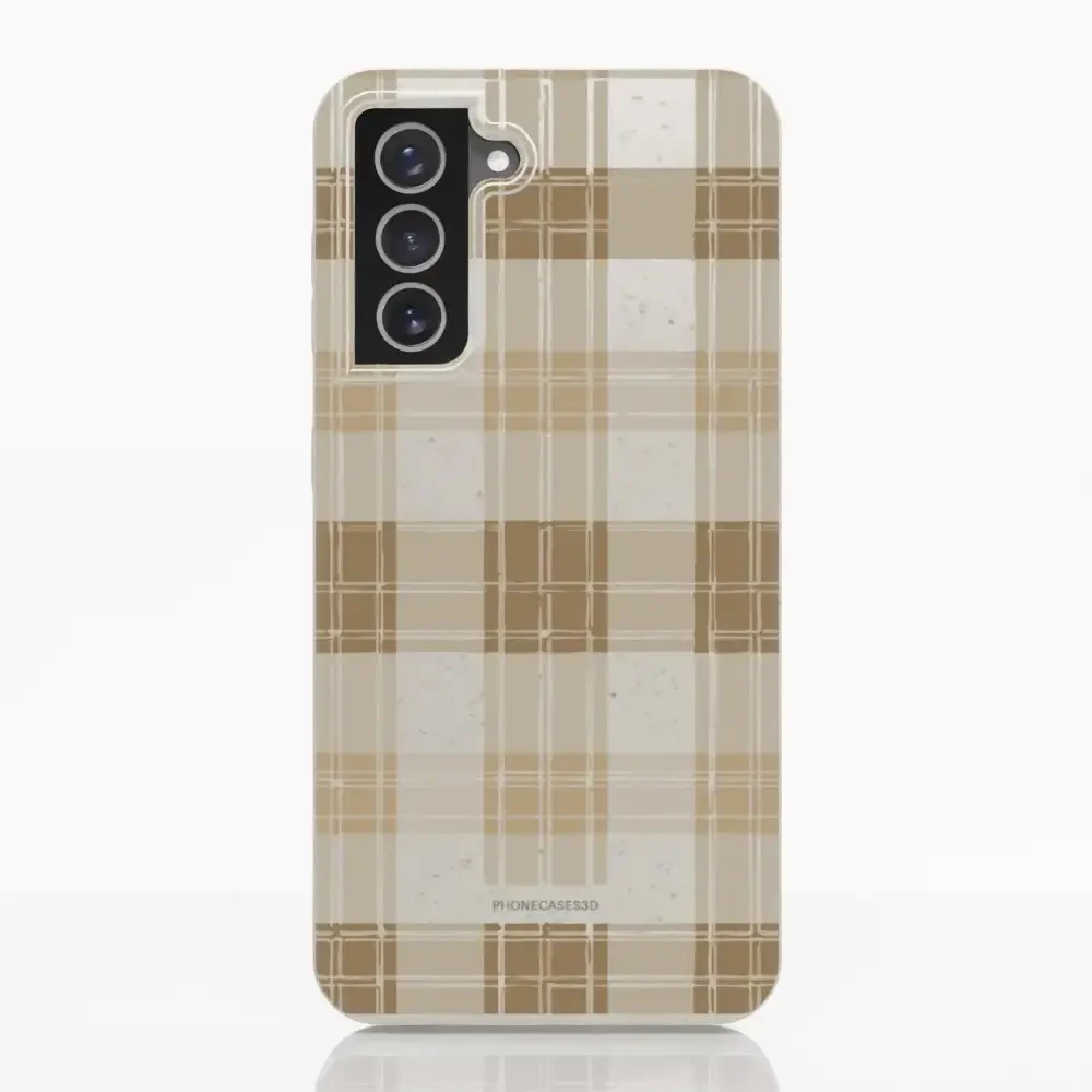 PC3D Compostable Phone Case Design with Brown Gingham Pattern - Image 23