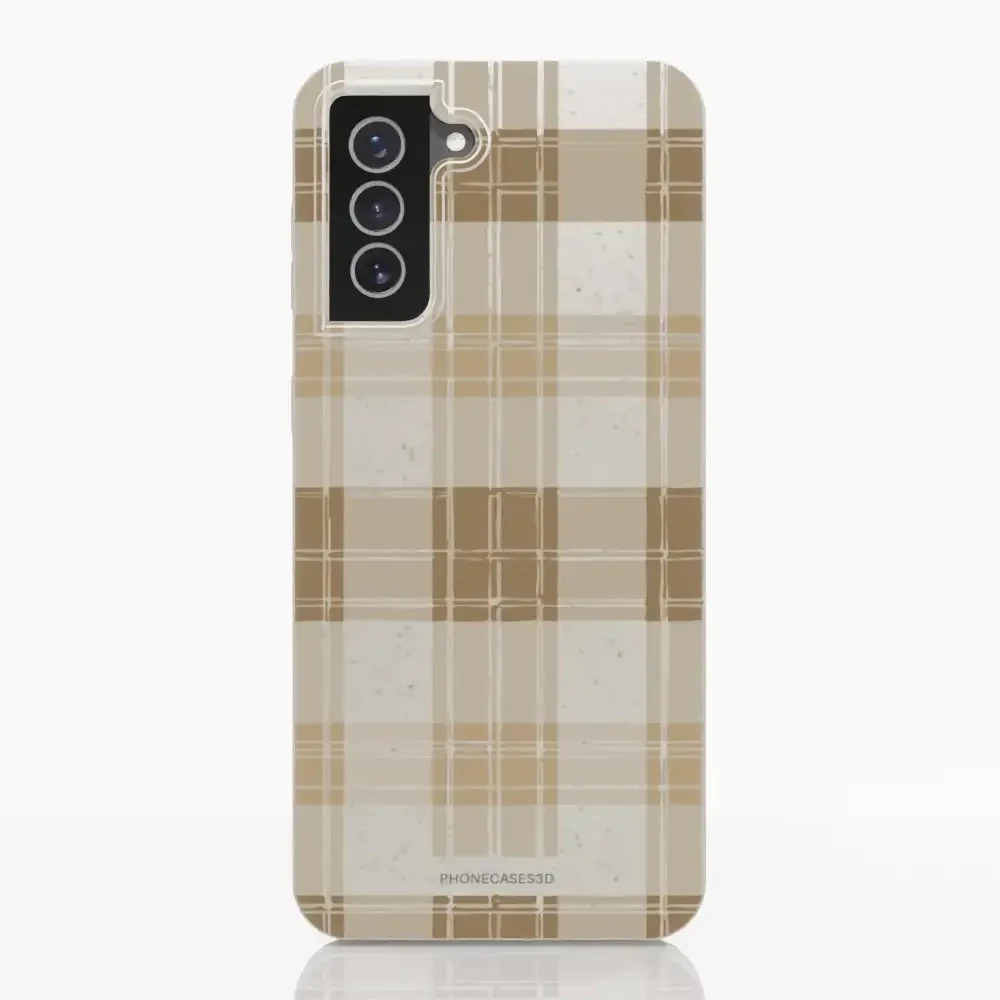 PC3D Compostable Phone Case Design with Brown Gingham Pattern - Image 24