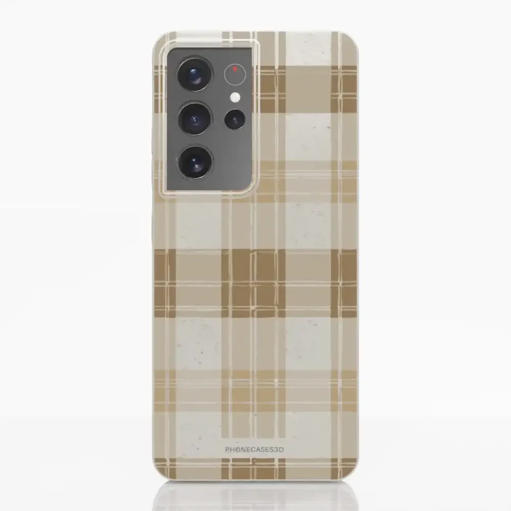 PC3D Compostable Phone Case Design with Brown Gingham Pattern - Image 25