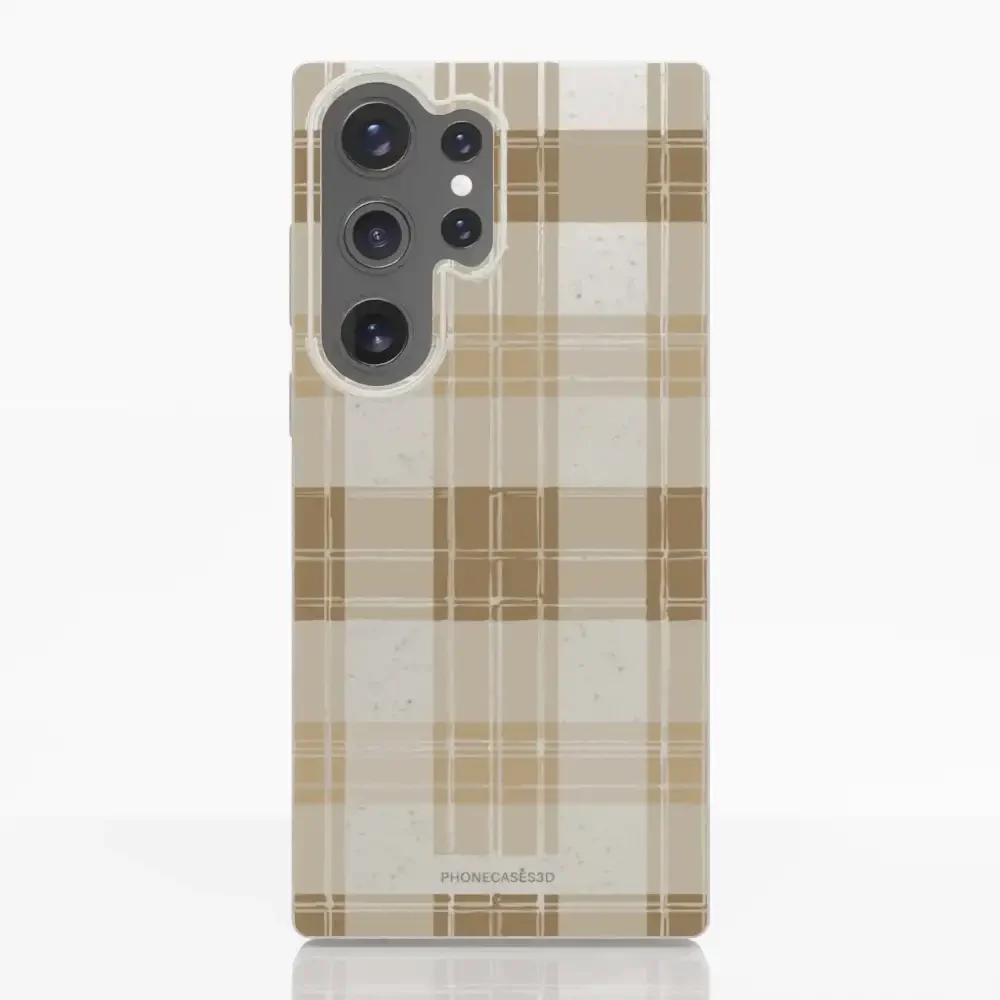 PC3D Compostable Phone Case Design with Brown Gingham Pattern - Image 31
