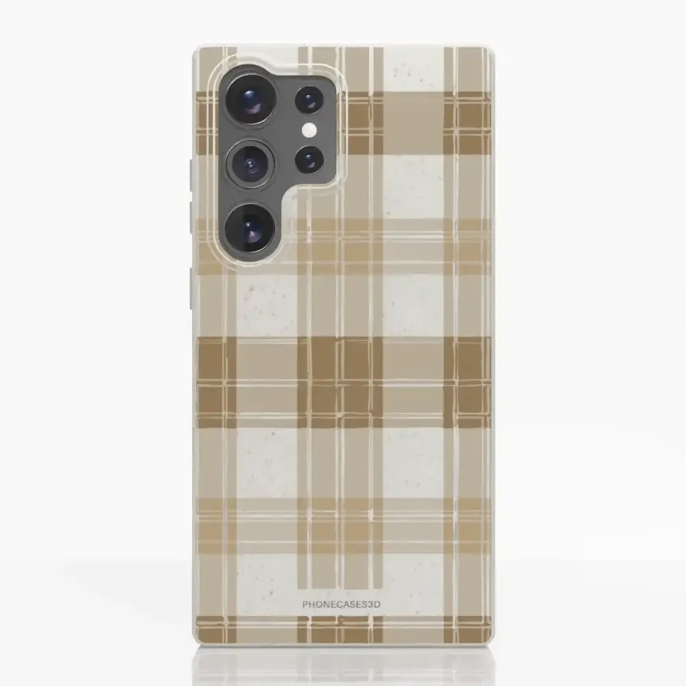 PC3D Compostable Phone Case Design with Brown Gingham Pattern - Image 34