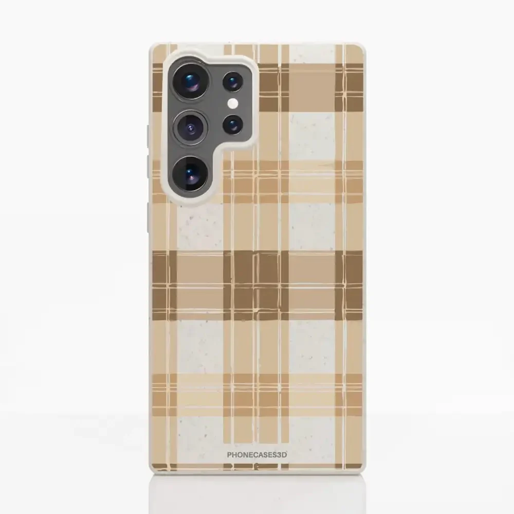 PC3D Compostable Phone Case Design with Brown Gingham Pattern - Image 37