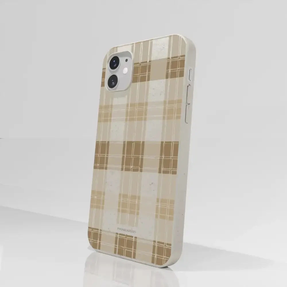 PC3D Compostable Phone Case Design with Brown Gingham Pattern - Image 44