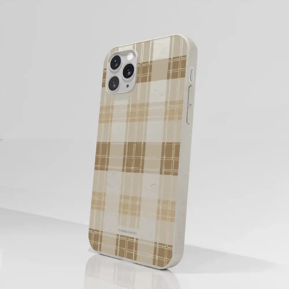 PC3D Compostable Phone Case Design with Brown Gingham Pattern - Image 45