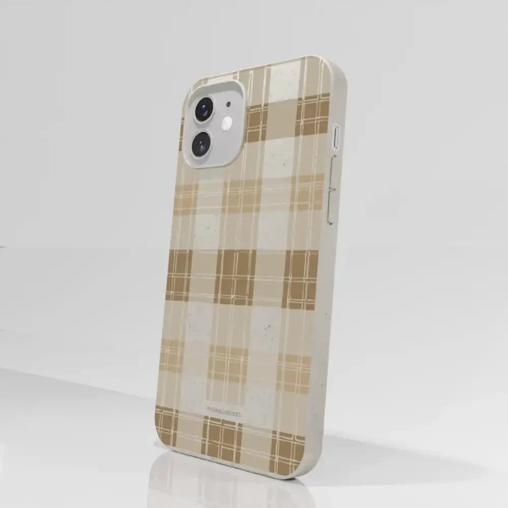 PC3D Compostable Phone Case Design with Brown Gingham Pattern - Image 47