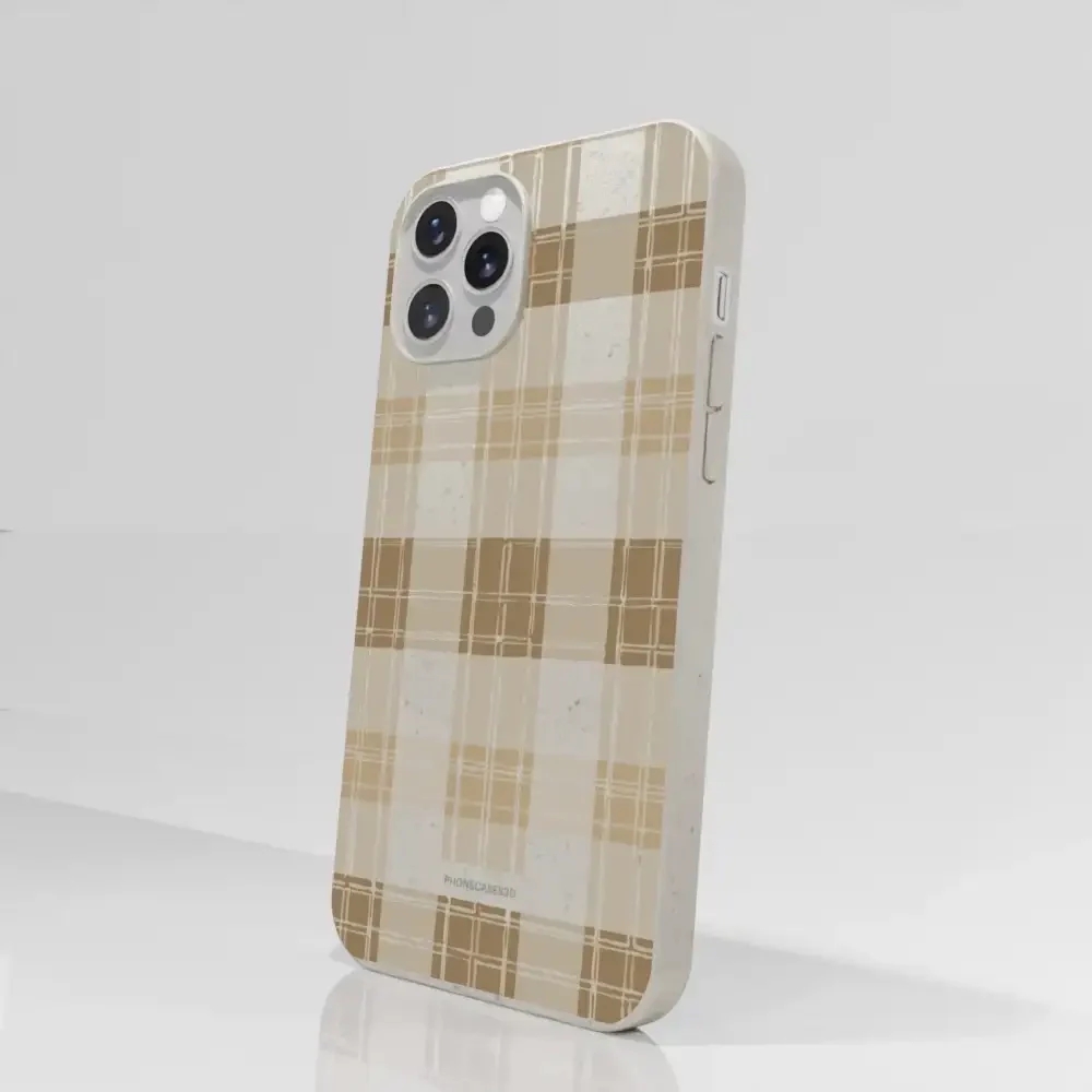 PC3D Compostable Phone Case Design with Brown Gingham Pattern - Image 48